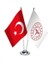 T.C. Sağlık Bakanlığı ve Türkiye İkili Paslanmaz Metal Krom Direkli Saten Masa Bayrağı 1