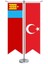 Moğolistan Bayrağı ve Türkiye Kırlangıç Saten T Direk Masa Bayrağı 2'li 1