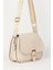 Şık Kadın Krem 4 Cepli Kapaklı Kolon Askılı Fermuar ve Çıt Çıt Kapama Çanta 1