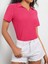 Kadın Pembe Polo Yaka Kısa Kol Bluz 3