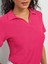 Kadın Pembe Polo Yaka Kısa Kol Bluz 4