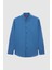 Ds Damat Comfort Indigo Düğmeli Yaka Rahat Kesim Keten Görünümlü Pamuk Gömlek 2HC02ORT64265 4