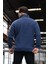 Oversize Selanik Örgü Yarım Fermuar Erkek Triko Kazak - Indigo 5