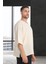Bisiklet Yaka Fakir Kol Oversize Kısa Kol T-shirt - Bej 4