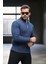 Bardem Saç Örgülü Yarım Fermuar Erkek Triko Kazak - İndigo 5