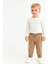 Unisex Ekoseli Beli Lastikli Pileli Bebek Pantolon 1