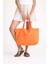 Renkli Astarlı Kadın Omuz Çantası, Plaj ve Günlük Kullanım, 4 Cepli, Turuncu 7
