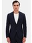 Slim Fit Lacivert Armürlü Takim Elbise 1
