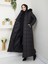 Kadın Kapüşonlu Uzun Siyah Kapitone Şişme mont 2