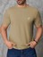 Erkek Bej Bisiklet Yaka Göğsü Palmiye Baskılı T-Shirt 1