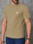 Erkek Bej Bisiklet Yaka Göğsü Palmiye Baskılı T-Shirt 3