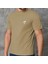 Erkek Bej Bisiklet Yaka Göğsü Palmiye Baskılı T-Shirt 5