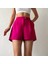 Kadın Pembe Önü Pileli Cep Detaylı Yüksek Bel Mini Şort 3