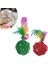 Tamarınd® 2li Rattan Renkli Peluş Tüy Kedi Köpek Oyuncak Yakalama Çiğneme Çıngıraklı Top Oyuncağı 2