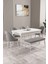 Milas Beyaz 80X132 Açılabilir Mdf Masa Yemek Odası Takımı, Mutfak Takımı 4 Sandalye, 1 Bench 1