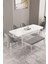 Milas Beyaz 80X132 Açılabilir Mdf Masa Yemek Odası Takımı, Mutfak Takımı 4 Sandalye, 1 Bench 2