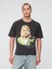 Erkek Siyah Kurt Cobain Relaxed Crop Grafik T-Shirt 1