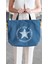 Lacivert Yıldız Desenli Çapraz Askılı Kanvas Tote Çanta 2