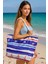 Kadın Askılı Renkli Desenli Havuz Tatil Plaj Çantası-Polyester-Okyanus Modeli 2