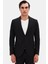 Slim Fit Siyah Armürlü Takim Elbise 1