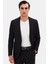 Slim Fit Siyah Armürlü Takim Elbise 3