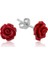 ​925 Ayar Gümüş Kırmızı Gül Küpe (T4721) (491491) 1