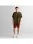 Erkek Yeşil Relaxed Fit Bisiklet Yaka Logolu T-Shirt 3