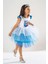 Mavi Prenses Anna Elsa Temalı Kız Çocuk Doğum Günü Elbisesi ve Parti Kostümü 4