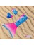 Renkli Deniz Kızı Tasarımlı Kız Çocuk Bikini, Pembe ve Mavi Detaylar 3