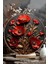 Kırmızı Çiçek Kabartmalı Mdf Duvar Süsü 20 Cm, 3D Görünüm, Dekoratif Parça 3