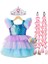 Kız Çocuk Deniz Kızı Kabarık Elbise ve Saç Taç Seti, Doğum Günü ve Parti Için. 1