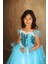 Mavi Elsa Frozen Temalı Elbise, Karlar Kraliçesi Tarzında Çocuk Kıyafeti 6