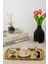 Gold Gül Detaylı Çerçeveli Sunum Tepsisi | 33X18 cm Paslanmaz Çelik Lüks Kahve Tepsisi 3