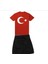 Kız Çocuk Kısa Kollu Atatürk Baskılı Tişört ve Keten Etek Takım, Okul ve Gösteri Için 1