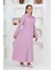 Kız Çocuk Uzun Gofre Kumaş Jile & Elbise Iki Parça Takım Tesettür Elbise – Astarlı Zarif SET-4948-ELB-2048 4