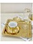 Gold Renk 4'lü Kare Paslanmaz Çelik Kahve Servisi Tepsisi 21X21CM 1