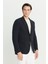 %100 Pamuk Slim Fit Dar Kesim Mono Yaka Torba Cepli Blazer Ceket 3