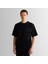 Erkek Siyah Relaxed Fit Bisiklet Yaka Logolu T-Shirt 1