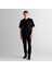 Erkek Siyah Relaxed Fit Bisiklet Yaka Logolu T-Shirt 3