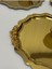 3'lü Gold Renk Yuvarlak Dalgalı Kulplu Sunum Tepsisi Seti 2