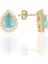 Gümüş Altın Yaldızlı Akuamarin Taşlı Damla Modeli Üçlü Set SGTL11517MAVI 2