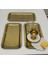 Altı Adet Büyük Gold Renk Dikdörtgen Çelik Servis ve Sunum Tepsisi 18X33 cm 1