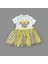 1-2-3 Yaş Fiyonklu Mickey Astarlı Etekli Kız Bebek Tütü Elbisesi Sarı-Ekru 2