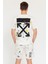 Off White Şort + T-Shirt Takım Baskılı Ekru 2