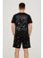 Off White Şort + T-Shirt Takım Baskılı Siyah 2