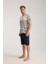 Modaserdem Erkek Krem Sıfır Yaka Kısa Kol Şortlu Pijama Takımı 2