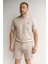 Lacco Şortlu Takım Clasic Düz Açık Bej 1