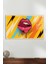 Pop Art Retro Kadın Dudağı Yatay Cam Tablo, Modern Ev Ofis Dekoru, Hediyelik Duvar Dekorasyonu 1