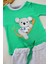 3-6 6-9 9-12 12-18 Ay Yavru Koala Nakışlı Uzun Kollu Sweat 2li Kız Erkek Bebek Takımı Yeşil 2