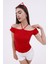 Hanger Omuz Dekolteli Çapraz Askılı Kısa Kollu Kadın Bluz, Boyun Askılı Kaşkorse Kumaş 1